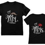 Mr & Mrs Gift for Couples Wedding, Anniversary, Newlywed Matching Set T-Shirt Men Large / Women Medium Black