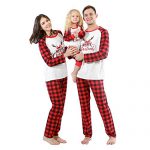 Baywell Holiday Matching Family Pajamas Cotton Sleepwear Merry Christmas Mom Dad Kids Outfits PJs